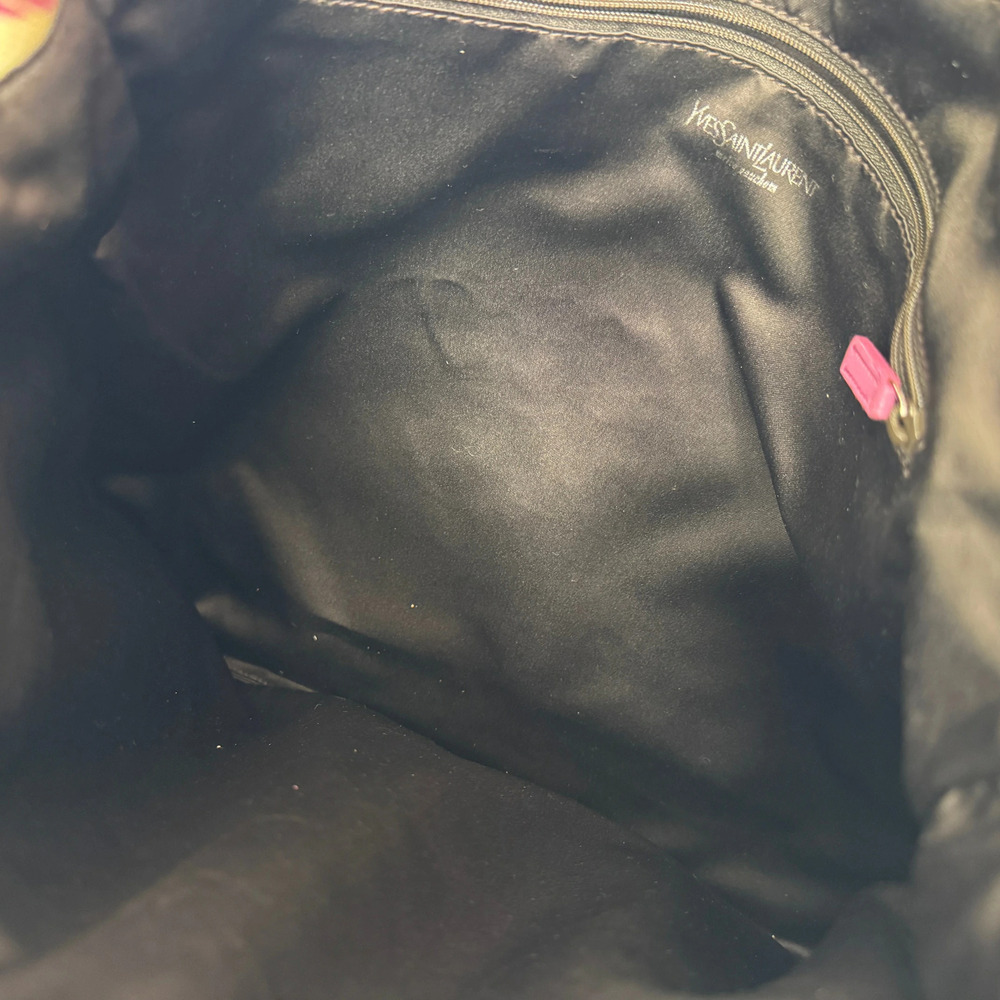 YVES SAINT LAURENT Kahala Tote Bag Canvas Leather Pink Floral Flower YSL Daily - Picture 9 of 9